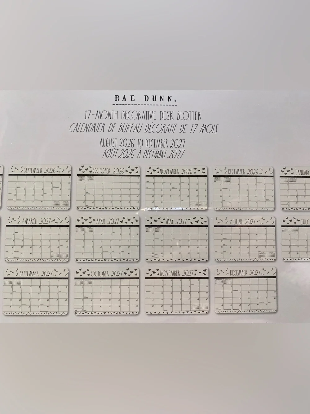 Rae Dunn ❤️2027 17-Month Desk Blotter Calendar/Planner “Bee”  New